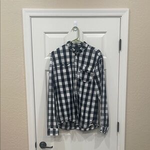 Men's Black and White Checkered Casual Shirt
